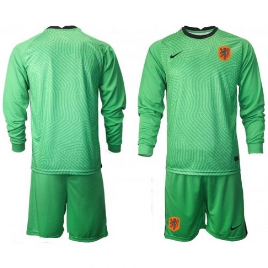 Camisola Países Baixos Guarda-redes Criança Equipamento Segundo Euro 2020 Manga Comprida